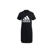 Adidas Essential kvėpuojanti sportinė suknelė trumpomis rankovėmis su logotipu, apvalia iškirpte, moteriškos suknelės, juoda GM5588 S