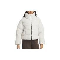 Nike Sportswear Therma-FIT City Series Solid Logo Embroidered Sherpa Stand Collar Jacket Women Jacket Gray White DQ6869-072 L