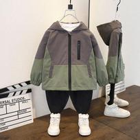 Kids' Color Block Hooded Windbreaker - Spring/Autumn 2025 Boys' Long Sleeve Jacket 130
