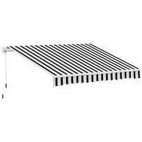 Markizė, apsauga nuo saulės, ištraukiama, su rankine, metalinis rėmas, poliesteris, mėlyna + balta, 3,95 x 2,45 x 3,50 m