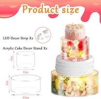 2 Skaidrūs tortų stovai su Led, 15+25 cm