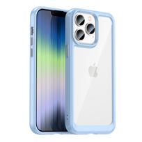 Išorinis kosmoso dėklas iPhone 14 Pro kietas dangtelis su gelio rėmu mėlynas