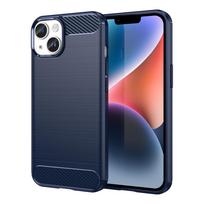 Karbono dėklas iPhone 14 lankstus gelinis galinis dangtelis mėlynas