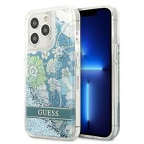 Guess GUHCP13LLFLSN iPhone 13 Pro / 13 6.1" žalias / žalias kietas dėklas Gėlių skystas blizgis