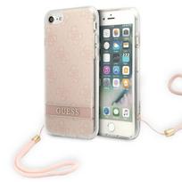 Guess GUOHCI8H4STP iPhone SE 2022 / SE 2020 / 7 / 8 rožinė / rožinė kietasis dėklas su 4G atspaudų dirželiu