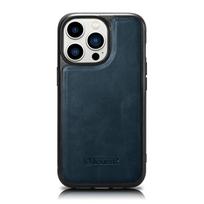 iCarer odinę aliejų vaško dėklas iPhone 14 Pro Max odinis dėklas mėlynas (WMI14220720-BU)