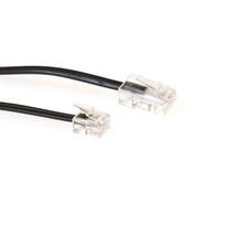 ACT Black 2-meter flat telephone cable with RJ11 and RJ45 connectors