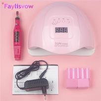 Faylisvow UV LED nagų lempa ir elektrinis nagų gręžtuvas poliravimo gelio valiklis nagų dailės manikiūro rinkinys grožio priemonėms Blue Nail Drill balta
