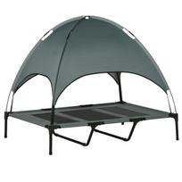 "PawHut Pet Bed Canopy" stogelis Pakeltas lauko šuns lovos stogas Kvėpuojantis taftos audinys Pilka 122x92x108cm