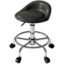 HOMCOM Reguliuojamo aukščio taburetė su atlošu Pasukama taburetė 59-75 cm Darbo taburetė 360° pasukama taburetė Biurui skirta taburetė Salonas Masažas Spa Juoda, Juoda