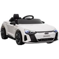 Vaikų elektrinis automobilis „Audi RS e-tron GT“ su saugos diržu, nuotolinio valdymo pultu, žibintais, muzikos funkcija, baltas, 103 x 58 x 41 cm