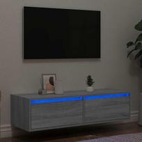 Televizoriaus spintelė su led, pilka ąžuolo, 100x35,5x25 cm