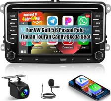 [4+64G] "Android 13" automobilinė stereofonija "VW Golf 5 6 Passat Polo Tiguan Touran Caddy Skoda Seat" su "Wireless Carplay" ir "Android Car" - 7 colių IPS jutiklinio ekrano radijas su "WiFi AI DSP" FM / RDS radiju + atbuline eiga