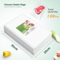 Oderra Vakuuminiai maišeliai, 100 vnt., 20 x 30 cm, maisto sandarinimo plėvelė vakuuminiams sandarikliams, sous vide maišeliai, naudojami maisto sandarinimui ir konservavimui