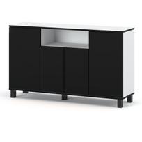 Komoda 140 Cm Spintelė Balta Juoda