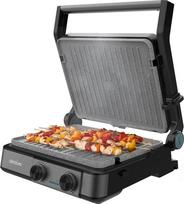 "Cecotec Rock'nGrill 2200 Dual" elektrinis grilis su grotelėmis, 2200 W, 180° atidarymas, dviguba temperatūra, "RockStone", neprideganti danga, apverčiamos plokštės, riebalų gaudyklė, šviesos indikatorius, 29 x 23 cm