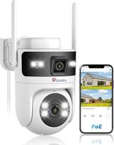 "Ctronics PoE" PoE lauko stebėjimo kamera "WiFi" su dvigubu objektyvu, 5 GHz/2,4 GHz dviejų dažnių "WiFi" IP kamera, "PTZ" lauko kamera su žmogaus aptikimo ir automobilio sekimo funkcija, spalvotas naktinis matymas, PC/Cloud/TF, dvipusis garsas