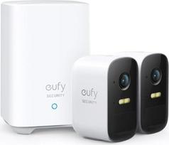 "eufy Security by Anker", "eufyCam 2C" belaidė apsaugos kamera 180 dienų baterijos veikimo laikas 1080p HD IP67 atsparumas oro sąlygoms Naktinis matymas Suderinamas su "Amazon Alexa" Dviejų kamerų rinkinys be mėnesinių mokesčių