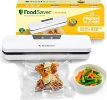 "FoodSaver Everyday Vacuum Sealer" vakuuminis sandariklis | iki 5 kartų ilgiau išlaiko maistą šviežią | Kompaktiško dizaino vakuuminis sandariklis efektyviam saugojimui | su 5 vakuuminiais sandarinimo maišeliais (0,94 l ir 3,78 l) | VS0290X