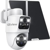 4 MP lauko stebėjimo kamera su saulės baterija, 360° PTZ lauko stebėjimo kamera, 2,4 GHz WLAN lauko kamera, dvigubas objektyvas, PIR judesio jutiklis, spalvotas naktinis matymas, dvipusis garsas, IP65 (balta)