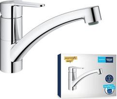 GROHE Start Eco 31685000 virtuvės čiaupas su plokščiu snapeliu (virtuvės čiaupas, praktiškas 140° pasukimo diapazonas, izoliuoti vandens kanalai, užtikrinantys didesnę higieną, lengvas montavimas prie kriauklės), chromas