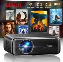 Išmanusis projektorius su "Netflix", "Dolby Audio", "WiMiUS" 1000 ANSI automatinio fokusavimo / 6D keystono korekcijos LED projektorius, 4K namų kino palaikymas, "WiFi6 Bluetooth", "Full HD 1080P" lauko dienos šviesos projektorius, skirtas