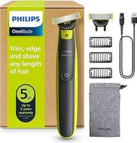 PHILIPS OneBlade 360 veido elektrinis skustuvas ir trimeris, 2 x 360 peiliukų, 3 x kirpimo antgaliai (1/3/5 mm), drėgnas ir sausas skutimasis, USB baterija, skirtas veidui (QP2724/31)