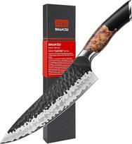 SHAN ZU Rankomis kaltas japoniškas virtuvinis peilis, 20 cm, 7 sluoksnių, aukštos kokybės anglinis plienas, aštrus virėjo peilis, profesionalus peilis, "Gyuto" virtuvinis peilis, mėsos peilis su klevo medžio rankena