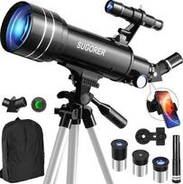 Teleskopas Astronomijos teleskopas vaikams ir pradedantiesiems, 70 mm diafragma, 500 mm AZ laikiklis, refraktoriaus astronomijos suaugusiųjų teleskopas su trikoju, Mėnulio filtru, mobiliojo telefono adapteriu, nešiojama kuprine