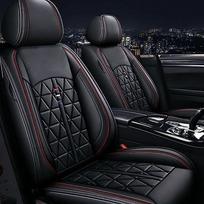 Universalūs 2 dalių priekinių automobilio sėdynių užvalkalai Mercedes-Benz B, C, E, GLB, GLK, GLC, GLE klasėms, dirbtinė oda, patogūs, tinkantys naminiams gyvūnams