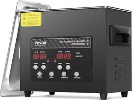 VEVOR ultragarsinis valytuvas 120 W skaitmeninis ultragarsinis valymo įrenginys 3 l su patobulintu degazavimo ir švelniu režimu, 40 kHz ultragarsinis valymo įrenginys su laikmačiu ir šildytuvu, skirtas juvelyriniams akiniams, juodas