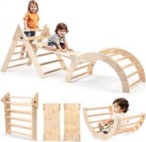 Vidinis laipiojimo rėmas, 7-in-1 laipiojimo trikampis su nusileidimo kalneliu, medinis laipiojimo trikampio rinkinys, skirtas laipiojimo arkai nuo 1 metų, Montessori laipiojimo rėmas, laipiojimo bokštas, vaikų vidaus žaidimų aikštelė