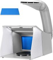 VIVOHOME Airbrush ištraukimo sistema Nešiojamoji purškimo kabina Dvigubas ventiliatorius su 4 LED apšvietimu Pasukamas stalas ir filtro kempinė modelio kūrimui Tortas Nagų žaislas Tapybos darbas