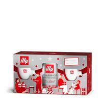 ILLY dovanų rinkinys - malta kava 250 g + 2 vnt. espresso puodeliai su lėkštutėmis