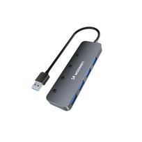 4x Usb-a šakotuvas Su Jungikliais Aliuminis - Pilkas