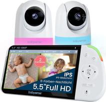 "Babysense" "Full HD Split Screen" kūdikių monitorius su 2 kameromis, 6 spalvų naktine šviesa, triukšmo ir kintamosios srovės šaltiniu, 20 valandų veikianti baterija, apsaugotas nuo perėmimo ryšys be "WiFi