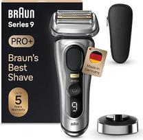 "Braun Series 9 Pro+ 9517s" elektrinis skustuvas vyrams su 5 "Pro" skutimosi elementais, ilgų plaukų kirptuvu "ProTrimmer", įkrovimo stotelė, 60 minučių veikimo laikas, drėgnas ir sausas, pagamintas Vokietijoje, sidabrinės spalvos