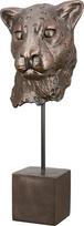 "Casablanca" dekoratyvinė skulptūrėlė Leopardo galva ant pagrindo XL - 3D gyvūno galvos statula, pagaminta iš dervos - Bronzos spalva Aukštis 46 cm
