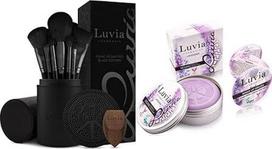 "Luvia", "Prime Vegan Pro" makiažo šepetėlių rinkinys, juodas ir "Luvia" šepetėlių valiklis, kosmetika, šepetėlių muilas, alyvinis, skirtas kosmetikos šepetėlių valymui, "Beauty Blender Soap", 100 g, XXL