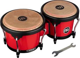 "Meinl Percussion Bongos Journey Series" - 2 rankiniai būgnai su 6,5 ir 7,5 colio būgnais - įskaitant derinimo raktą - ABS plastikas, raudonos spalvos (HB50R)