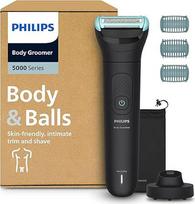 "Philips Bodygroom Series 5000" - trimeris vyrams su trigubos apsaugos skutimosi sistema intymiam naudojimui 100 % apsaugotas nuo maudymosi duše 100 minučių veikimo laiko Modelis BG5485/30