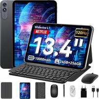 13,4 colių "Android 15" planšetinis kompiuteris su klaviatūra, T60Pro 120Hz FHD ekranas, 24GB RAM + 256GB ROM, 10000mA, WideVine L1/16MP + 8MP AI kamera/Face ID/GPS, aštuonių branduolių žaidimų planšetiniai kompiuteriai su rašikliu, pele, dėklu