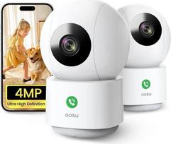 aosu 4 MP 2 stebėjimo kamerų paketas, vidaus WiFi kamera, "Homekit" kamera su 5G/2,4 GHz WiFi, skambutis vienu prisilietimu, skirta kūdikiams, seneliams ir gyvūnams, suderinama su "Alexa