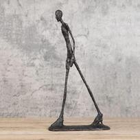 Giacometti bronzinė skulptūra, abstrakti vyro figūra meno mėgėjams, unikali šiuolaikinių namų puošmena, ruda, 30 cm
