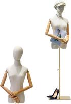 Jueraori Manekeno kūnas Moteris, siuvėjo manekenas su medinėmis rankomis, manekeno liemuo su reguliuojamu aukščiu 140-190 cm, Lady Bust Drabužiai lėlės ekrano stovas (spalva: auksinė, dydis: M)