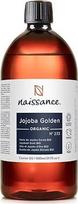 Naissance Jojoba Oil Gold Organic (Nr. 233) - 900 ml - šalto spaudimo veido aliejus plaukams, blakstienoms, odai, kūno aliejus masažui ir kosmetikai