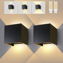 Sieninis šviestuvas su keičiama G9 LED lempa Reguliuojamas spindulio kampas Lauko apšvietimas Šiltai balta 3000 K sieninė lempa Aliuminio sieninis šviestuvas patalpose / lauke (juodas, 2 vnt.)