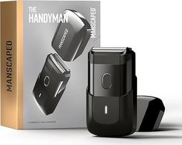 The Handyman™ by MANSCAPED®: Lengvas elektrinis skustuvas su USB-C įkrovimo kabeliu, skirtas kelionėms, plaunamas, ilgų plaukų kirpimo mašinėlė ir folijos skutimosi galvutė viename