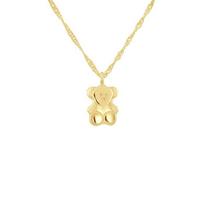 LÉA & ARTHUR - Collier Enfants Motif  NOUNOURS  - Maille Singapour - Or Jaune 375 Millièmes - Longueur 42cm - Bijou Enfant geltona