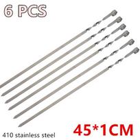 10pcs BBQ Barbecue Stainless Steel Grilling Kabob Kebab Flat Skewers Needle 10pcs